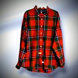 Ralph Lauren Long Sleeve Front Button Checked Shirt in Red Plaid XXL